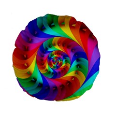 Psychedelic Rainbow Spiral Standard 15  Premium Flano Round Cushion  from ArtsNow.com Front