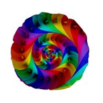 Psychedelic Rainbow Spiral Standard 15  Premium Flano Round Cushion 