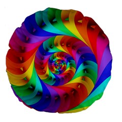 Psychedelic Rainbow Spiral Large 18  Premium Flano Round Cushion  from ArtsNow.com Front