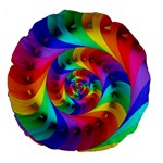 Psychedelic Rainbow Spiral Large 18  Premium Flano Round Cushion 