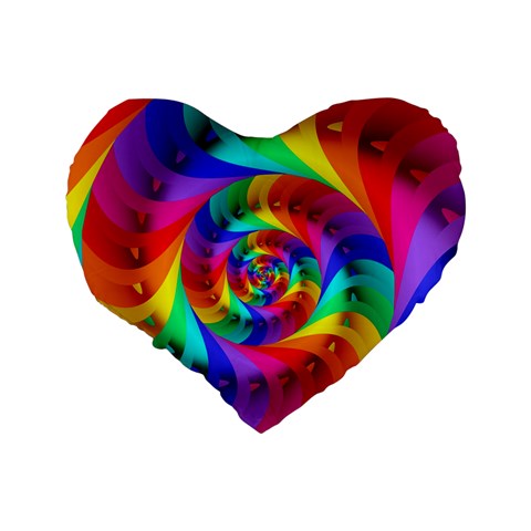 Psychedelic Rainbow Spiral Standard 16  Premium Flano Heart Shape Cushion  from ArtsNow.com Back