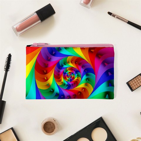 Psychedelic Rainbow Spiral Cosmetic Bag (XS) from ArtsNow.com Front