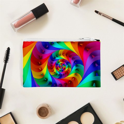 Psychedelic Rainbow Spiral Cosmetic Bag (XS) from ArtsNow.com Back