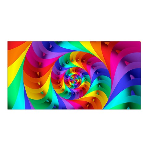 Psychedelic Rainbow Spiral Satin Shawl from ArtsNow.com Front