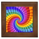 Psychedelic Rainbow Spiral Framed Tile