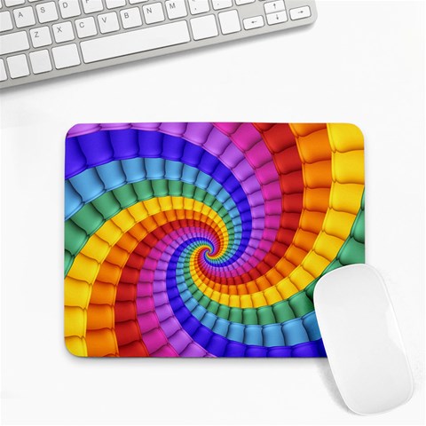 Psychedelic Rainbow Spiral Small Mousepad from ArtsNow.com Front