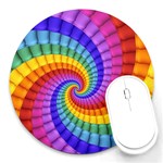 Psychedelic Rainbow Spiral Round Mousepad