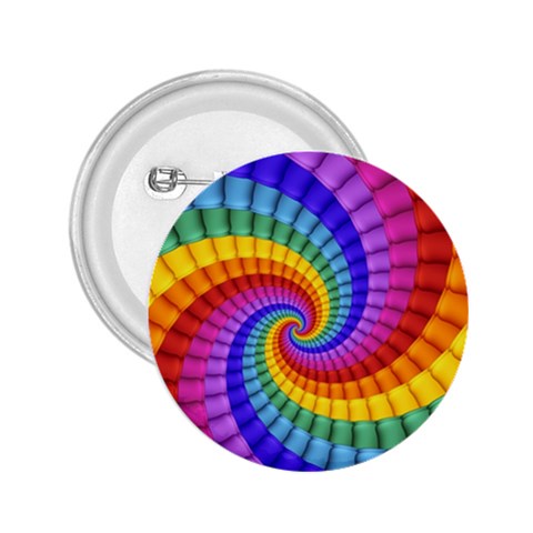 Psychedelic Rainbow Spiral 2.25  Button from ArtsNow.com Front