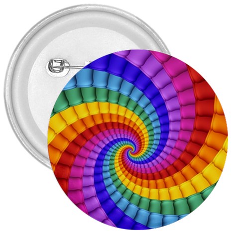 Psychedelic Rainbow Spiral 3  Button from ArtsNow.com Front