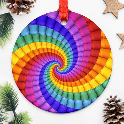 Psychedelic Rainbow Spiral Ornament (Round) from ArtsNow.com Front