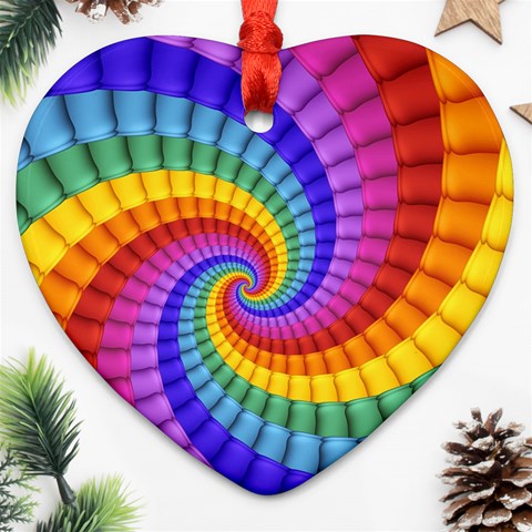 Psychedelic Rainbow Spiral Ornament (Heart) from ArtsNow.com Front