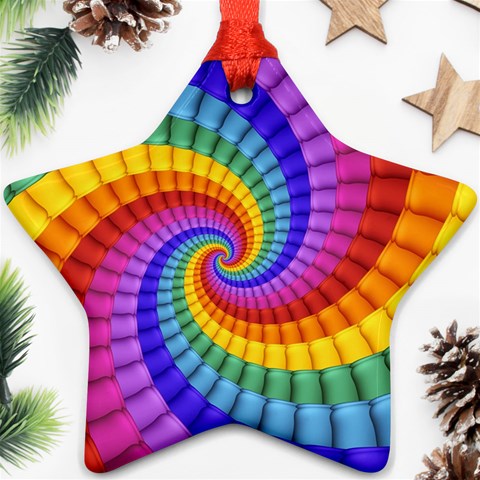 Psychedelic Rainbow Spiral Ornament (Star) from ArtsNow.com Front