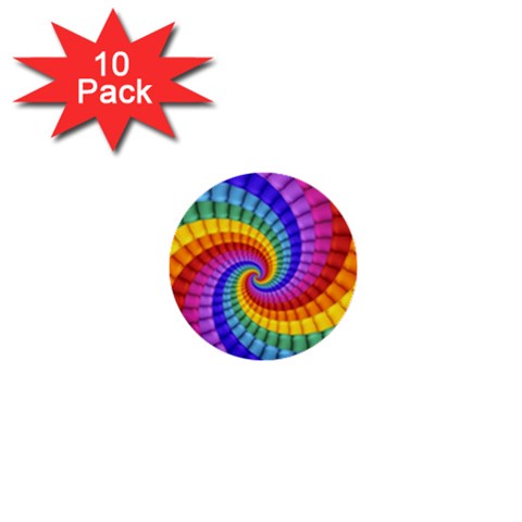 Psychedelic Rainbow Spiral 1  Mini Button (10 pack)  from ArtsNow.com Front