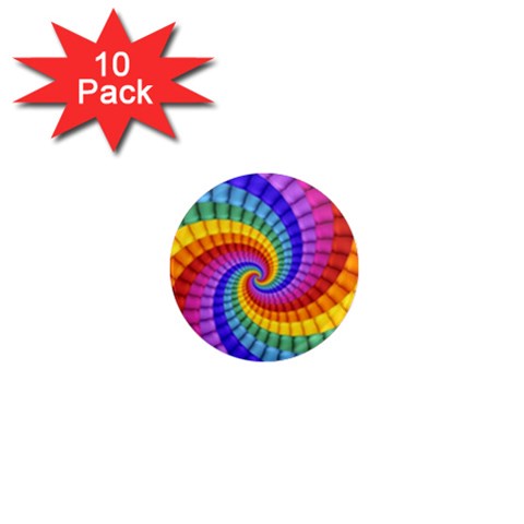 Psychedelic Rainbow Spiral 1  Mini Magnet (10 pack)  from ArtsNow.com Front