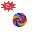 Psychedelic Rainbow Spiral 1  Mini Button (100 pack) 