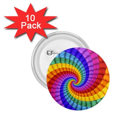 Psychedelic Rainbow Spiral 1.75  Button (10 pack)  from ArtsNow.com Front