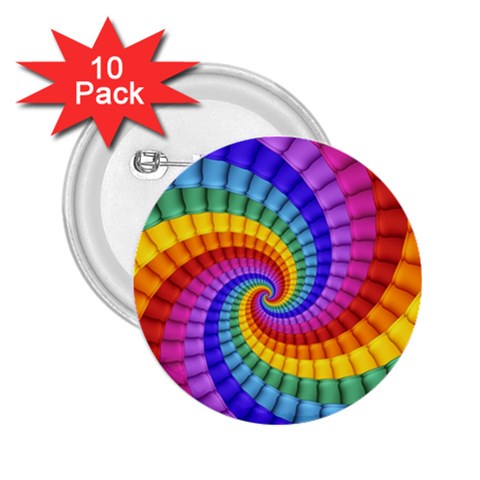 Psychedelic Rainbow Spiral 2.25  Button (10 pack) from ArtsNow.com Front