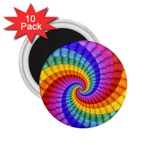 Psychedelic Rainbow Spiral 2.25  Magnet (10 pack) from ArtsNow.com Front