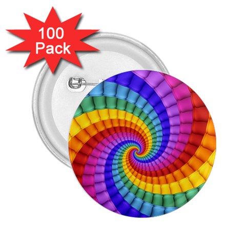 Psychedelic Rainbow Spiral 2.25  Button (100 pack) from ArtsNow.com Front