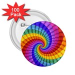 Psychedelic Rainbow Spiral 2.25  Button (100 pack)