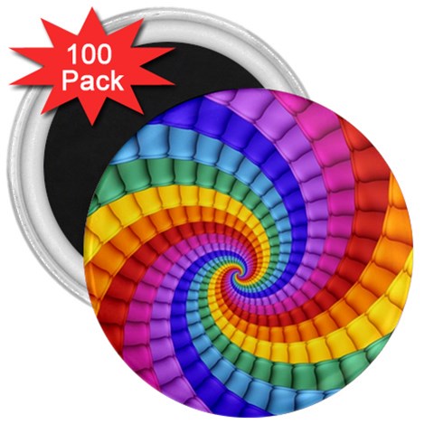 Psychedelic Rainbow Spiral 3  Magnet (100 pack) from ArtsNow.com Front