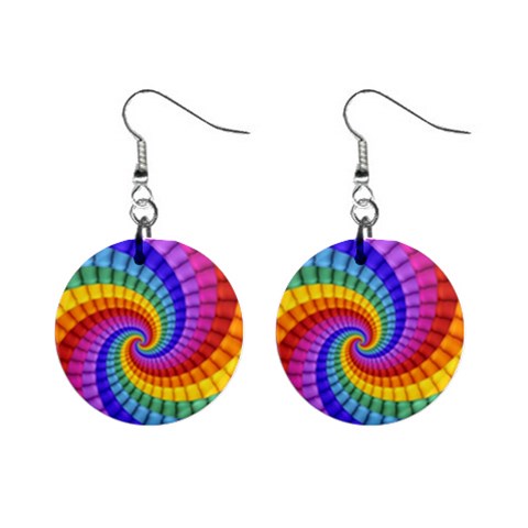 Psychedelic Rainbow Spiral 1  Button Earrings from ArtsNow.com Front