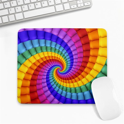 Psychedelic Rainbow Spiral Large Mousepad from ArtsNow.com Front