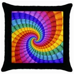 Psychedelic Rainbow Spiral Throw Pillow Case (Black)