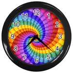 Psychedelic Rainbow Spiral Wall Clock (Black)