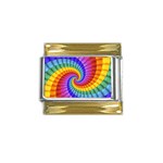 Psychedelic Rainbow Spiral Gold Trim Italian Charm (9mm)