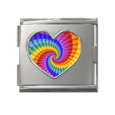 Psychedelic Rainbow Spiral Mega Link Heart Italian Charm (18mm) from ArtsNow.com Front