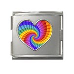 Psychedelic Rainbow Spiral Mega Link Heart Italian Charm (18mm)