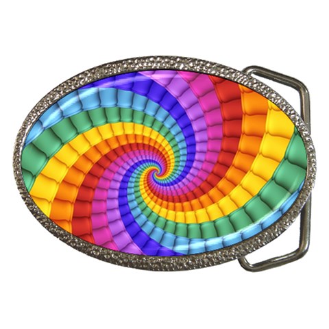 Psychedelic Rainbow Spiral Belt Buckle from ArtsNow.com Front