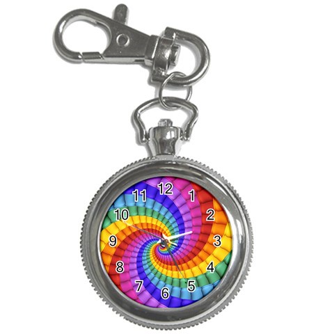 Psychedelic Rainbow Spiral Key Chain Watch from ArtsNow.com Front