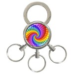 Psychedelic Rainbow Spiral 3-Ring Key Chain