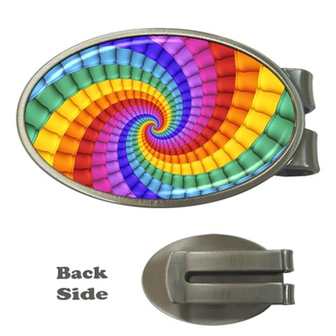 Psychedelic Rainbow Spiral Money Clip (Oval) from ArtsNow.com Front