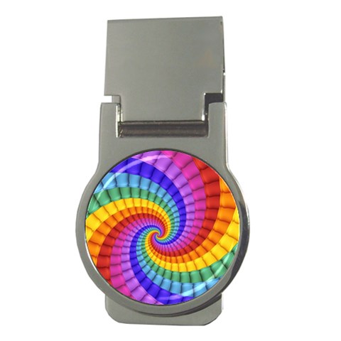 Psychedelic Rainbow Spiral Money Clip (Round) from ArtsNow.com Front