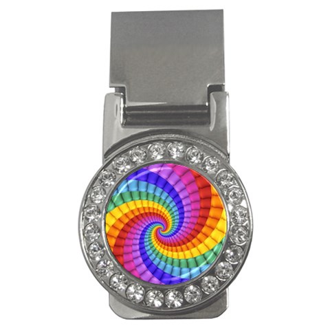 Psychedelic Rainbow Spiral Money Clip (CZ) from ArtsNow.com Front