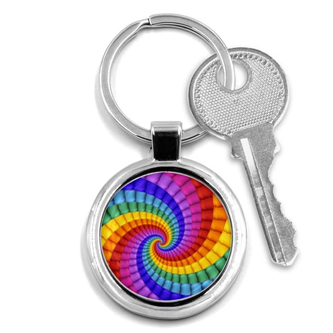 Psychedelic Rainbow Spiral Key Chain (Round) from ArtsNow.com Front