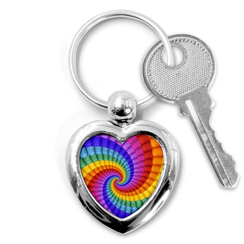 Psychedelic Rainbow Spiral Key Chain (Heart) from ArtsNow.com Front