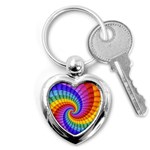 Psychedelic Rainbow Spiral Key Chain (Heart)