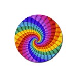 Psychedelic Rainbow Spiral Rubber Round Coaster (4 pack)