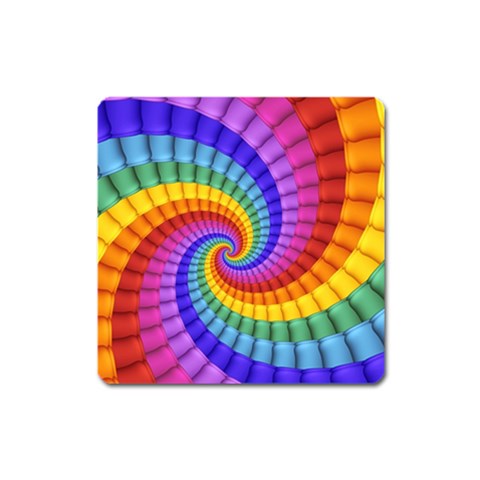 Psychedelic Rainbow Spiral Magnet (Square) from ArtsNow.com Front