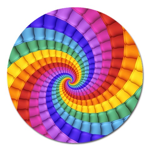 Psychedelic Rainbow Spiral Magnet 5  (Round) from ArtsNow.com Front