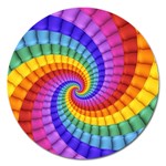 Psychedelic Rainbow Spiral Magnet 5  (Round)