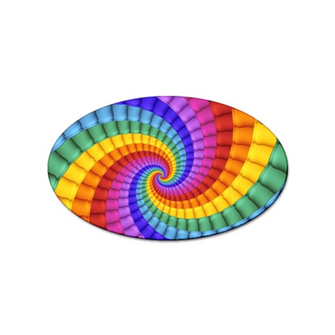 Psychedelic Rainbow Spiral Sticker Oval (10 pack) from ArtsNow.com Front