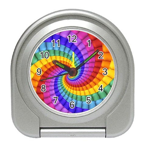 Psychedelic Rainbow Spiral Travel Alarm Clock from ArtsNow.com Front