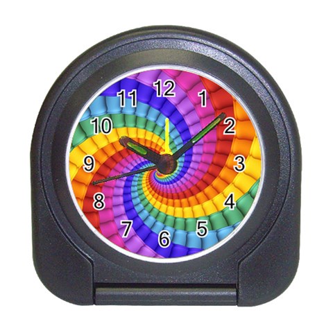 Psychedelic Rainbow Spiral Travel Alarm Clock from ArtsNow.com Front