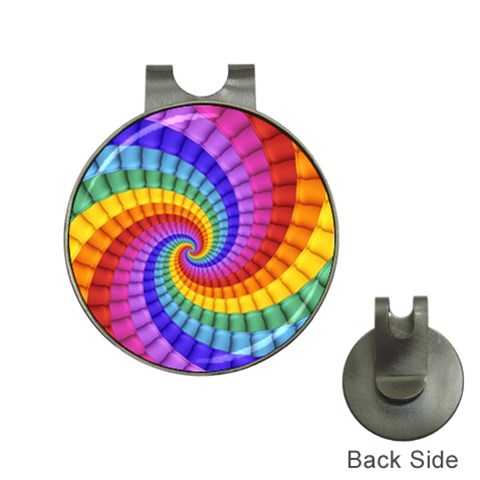 Psychedelic Rainbow Spiral Golf Ball Marker Hat Clip from ArtsNow.com Front