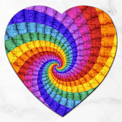 Psychedelic Rainbow Spiral Jigsaw Puzzle (Heart) from ArtsNow.com Front